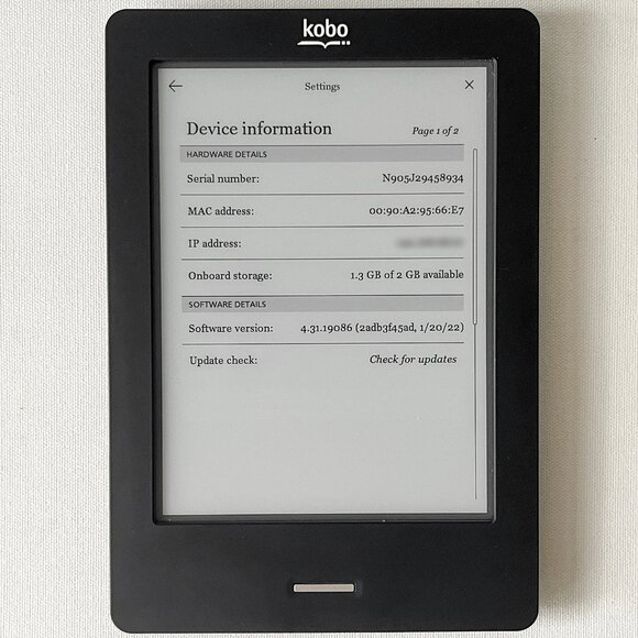 Kobo Touch N905C eReader 6" Display 2GB Wi-Fi w/ Cable - Tested - Picture 2 of 5